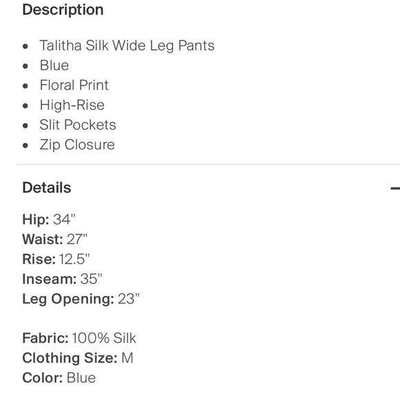 Talitha 100% silk high rise pants - Picture 5 of 5